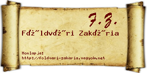 Földvári Zakária névjegykártya